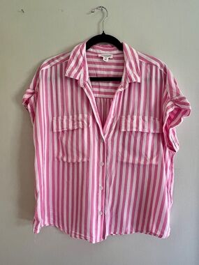 beachlunchlounge Pink and White Striped Shirt